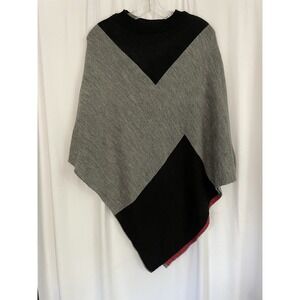 Enpose‎ Poncho Womens One Size Crew Neck Color Block Gray